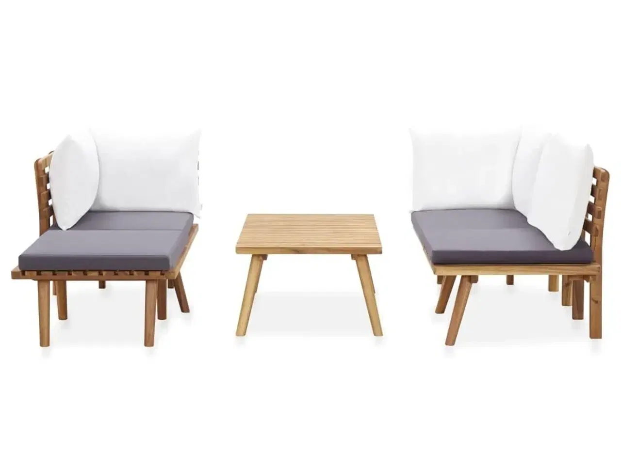 Billede 3 - Loungesæt til haven 5 dele massivt akacietræ