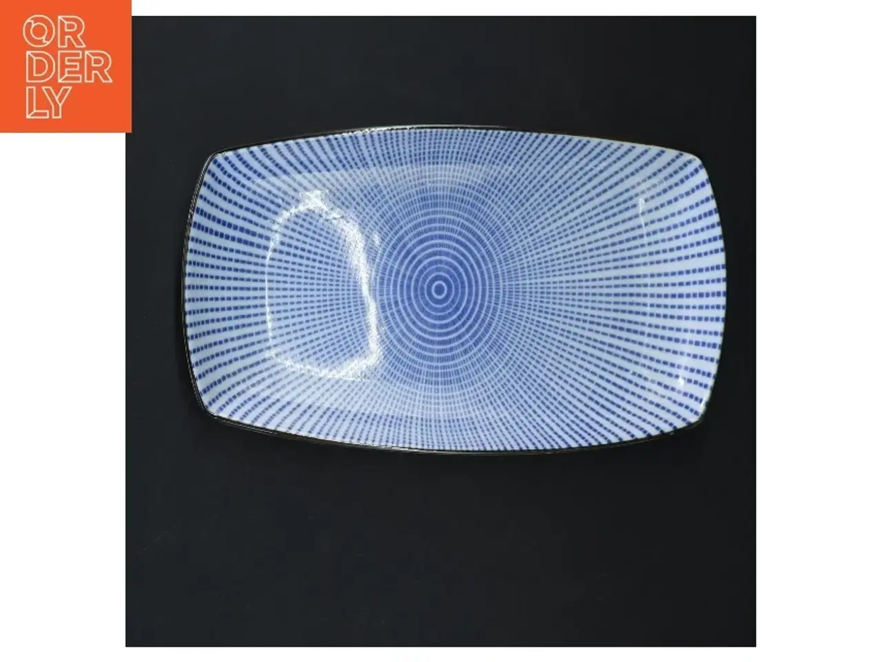 Billede 1 - Blåt rektangulært porcelænsfad (str. 22,5x11 cm)