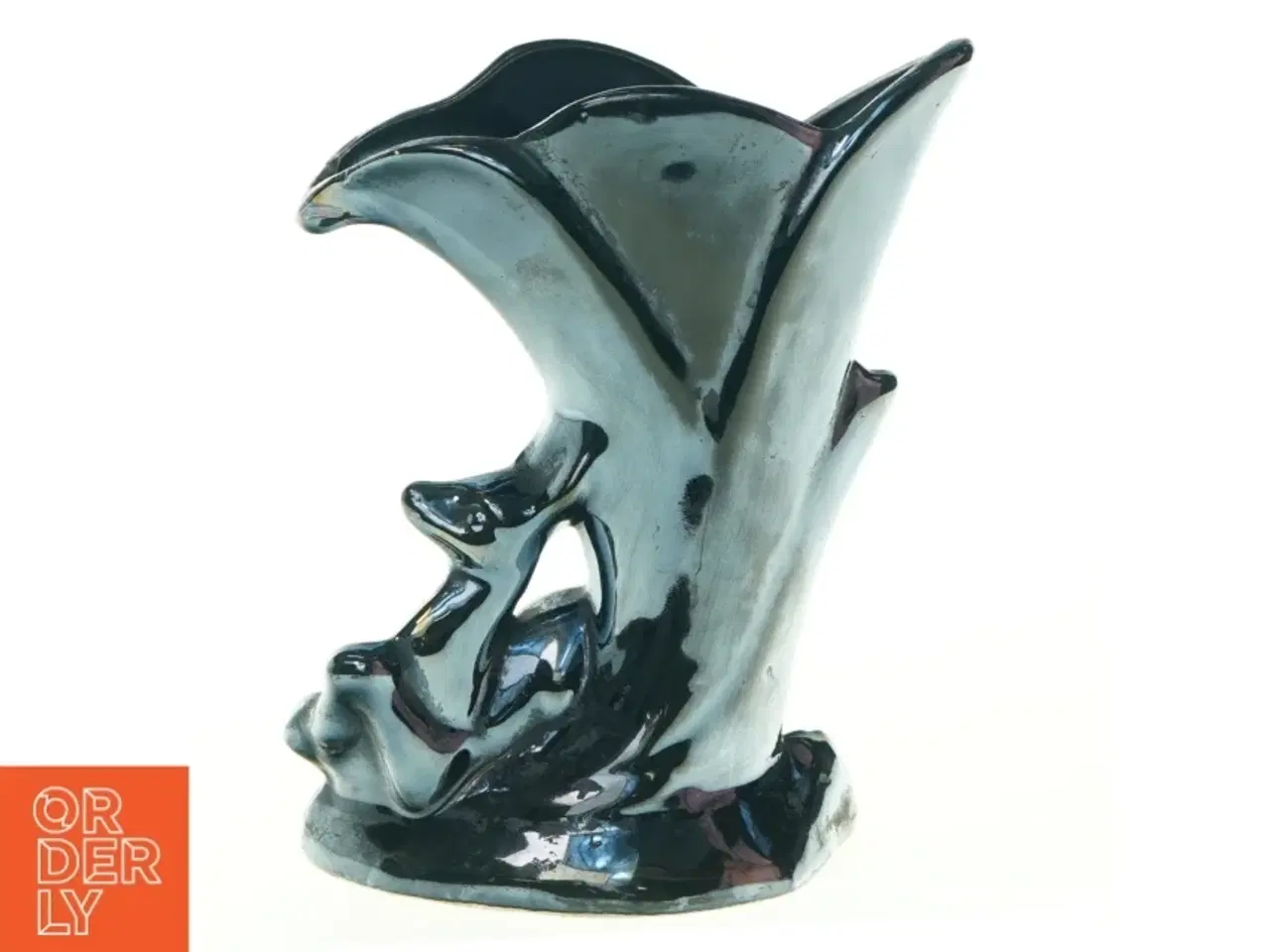 Billede 1 - Italiensk Keramik Vase med Hjorte figur (str. 21 cm)