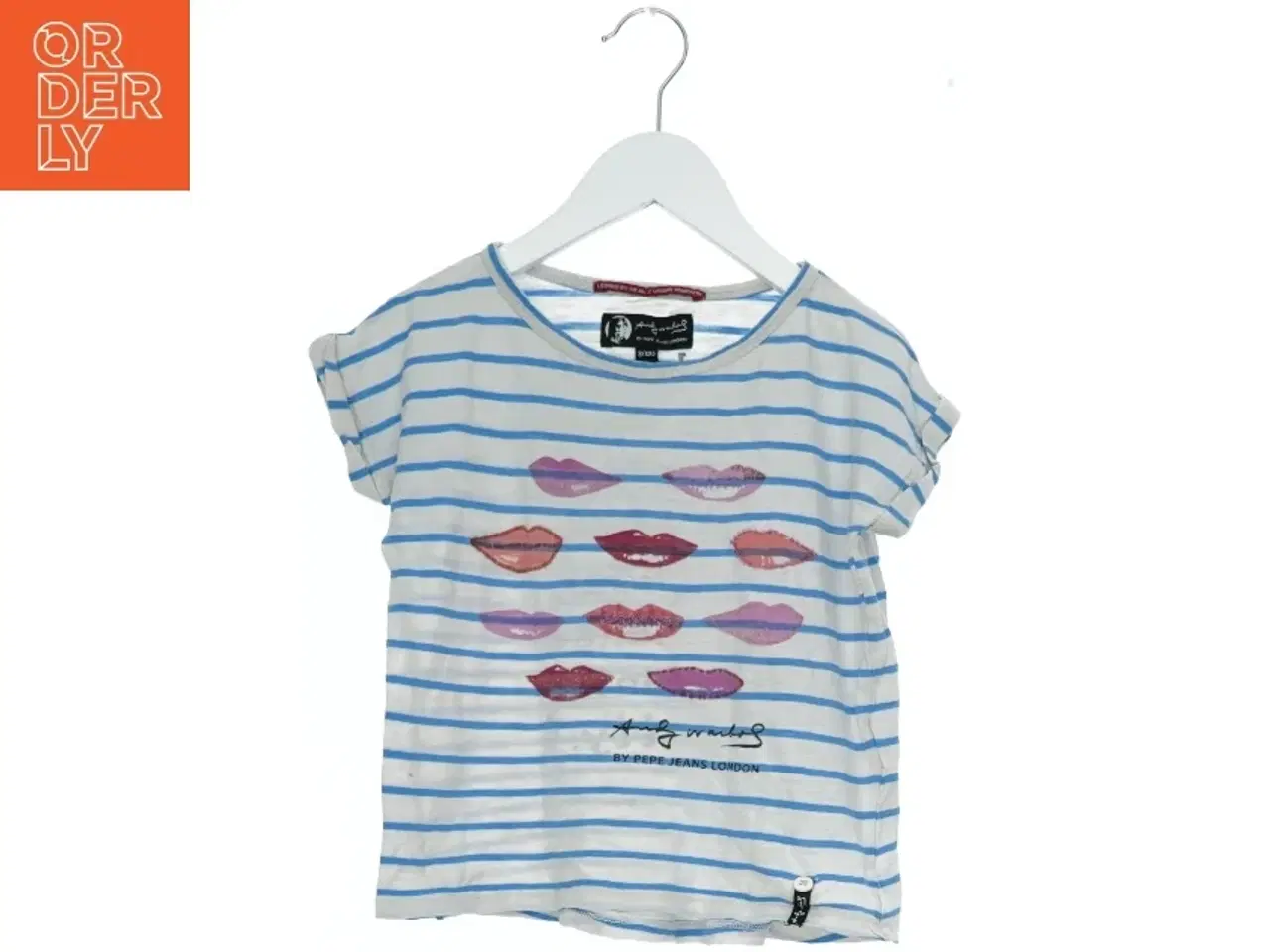 Billede 1 - T-shirt med striber og læbedesign fra Pepe Jeans (str. 128)