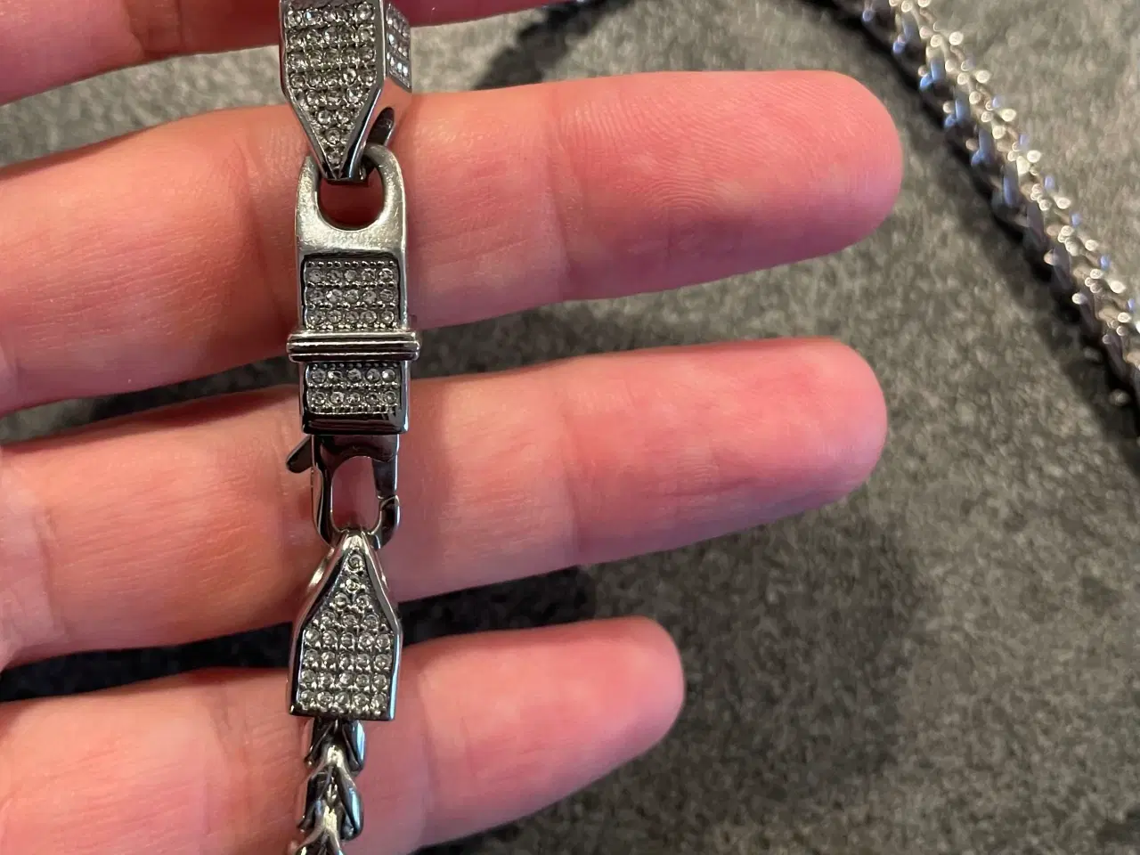 Billede 3 - 6mm, 14kt hvid- goldfilled Franco kæde