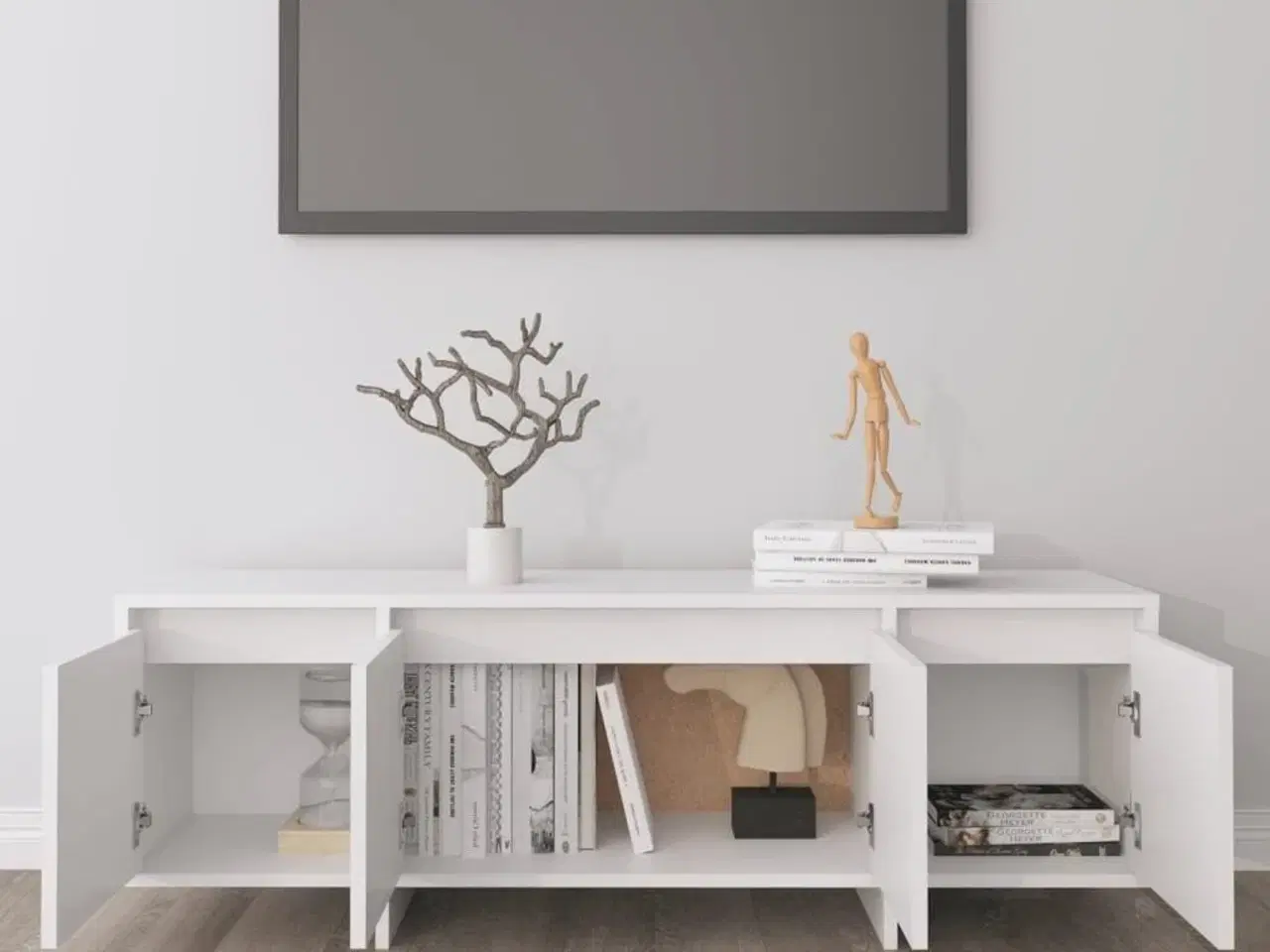 Billede 3 - Tv-bord 120x30x40,5 cm spånplade hvid