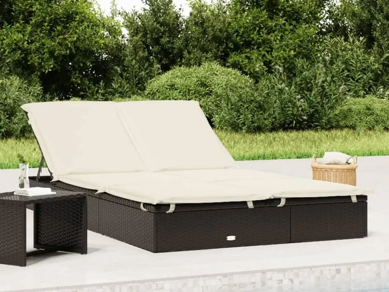 Billede 1 - 2-personers solseng med hynder polyrattan sort