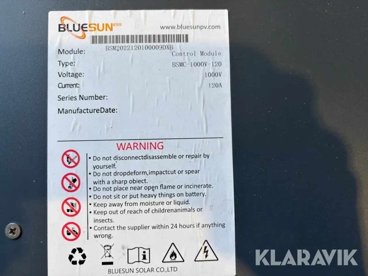 Billede 12 - Batterimodul / energilager til solcelleanlæg – ca. 21 kWh / 20 kW system Bluesun ESS BSM48106HP