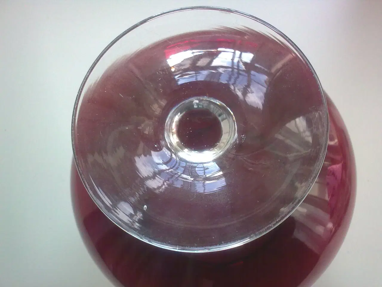 Billede 4 - Rubin rød bowle RETRO glas vase opsats = SVERIGE