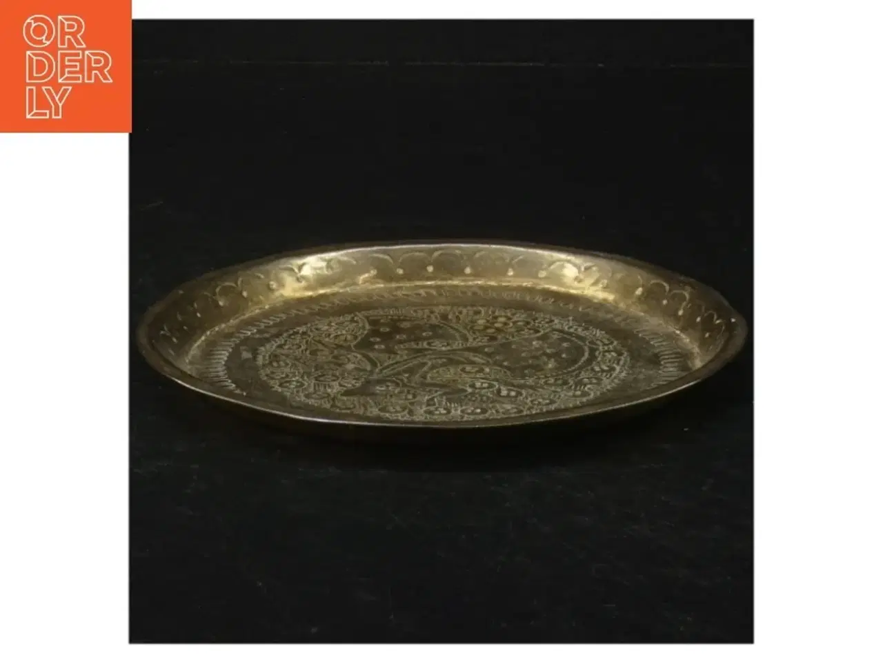 Billede 1 - Messingfad med præget mønster (str. Ø. 15 cm)