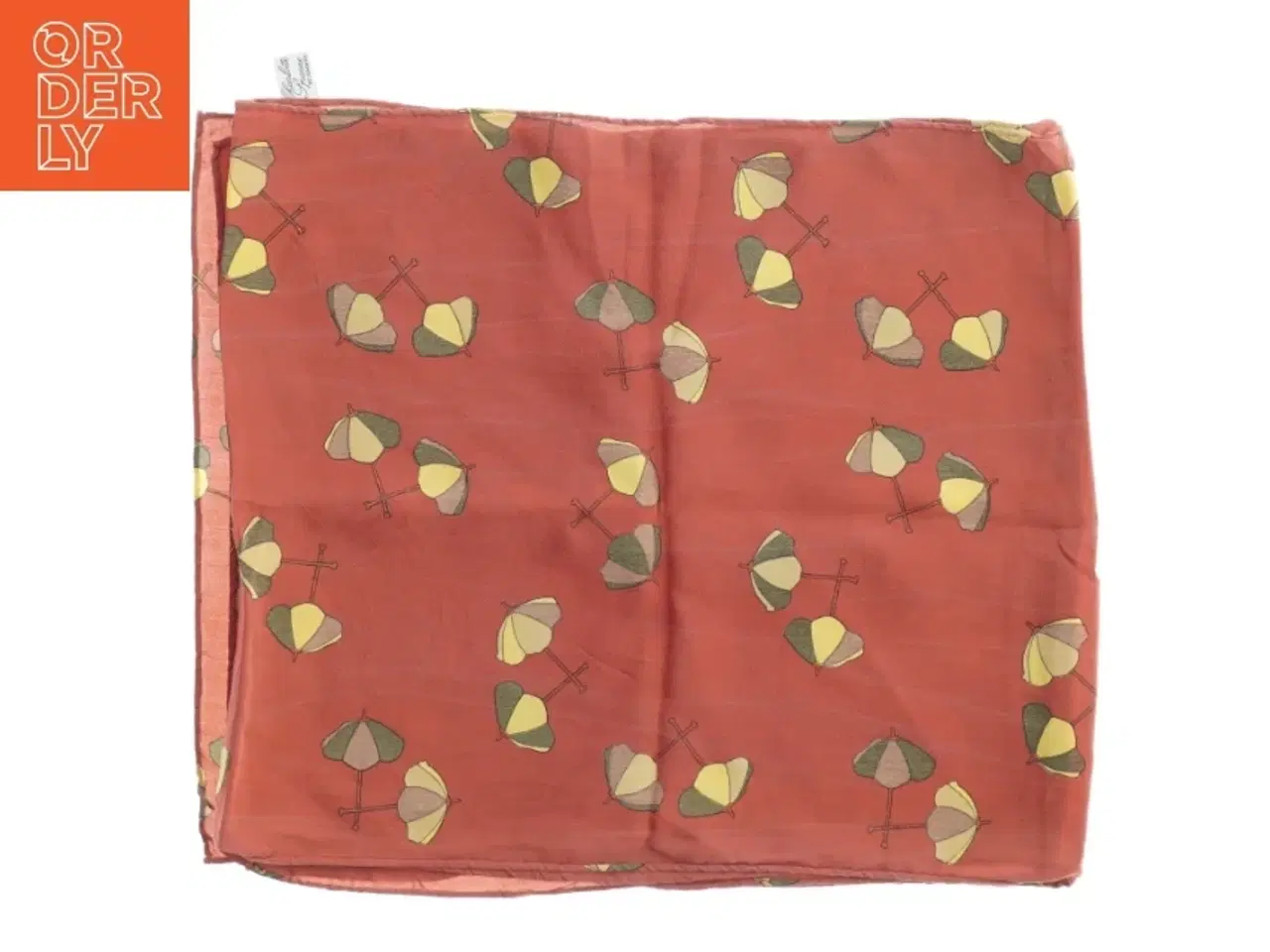 Billede 2 - Rød silketørklæde med bladeprint Charlotte Sparre fra Charlotte Sparre (str. 157 x 34 cm)