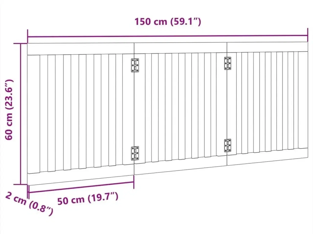 Billede 9 - Hundelåge 3 paneler 150 cm foldbar poppeltræ hvid