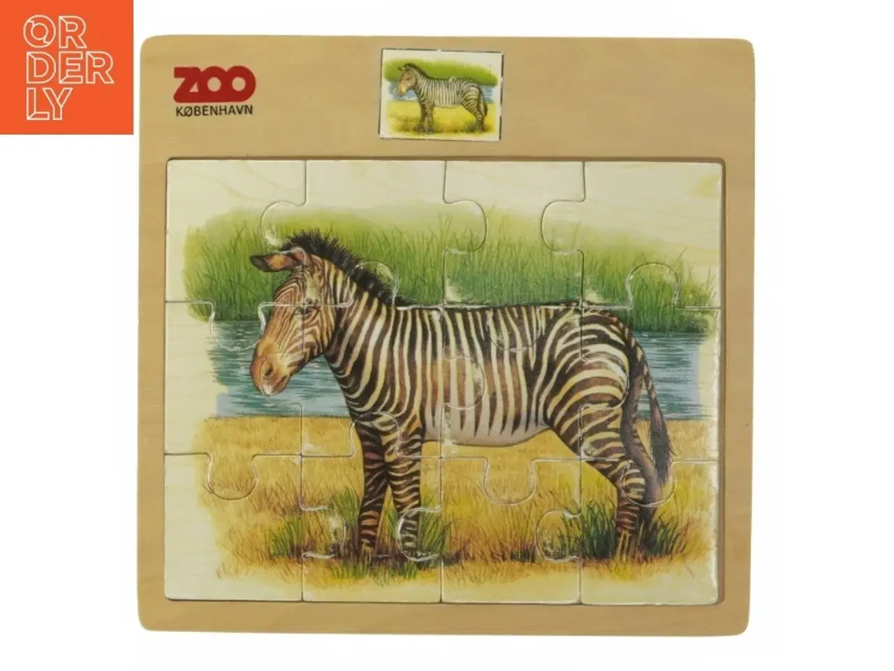 Billede 1 - Zebra træpuslespil fra Zoo København (str. 12 brikker)