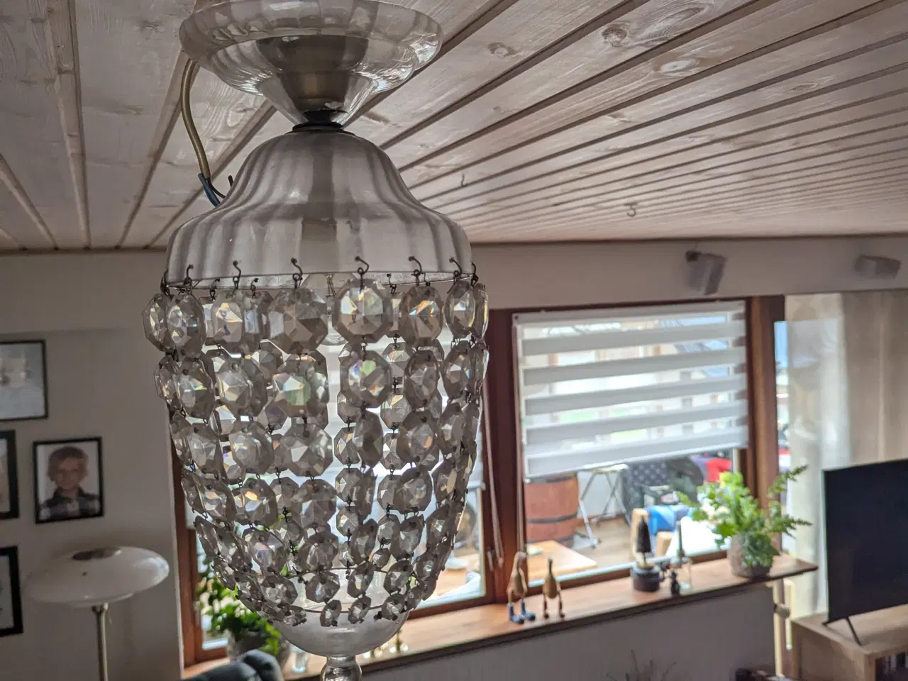 Billede 1 - Rigtig flot gammel Prisme Loftslampe. Pære E14