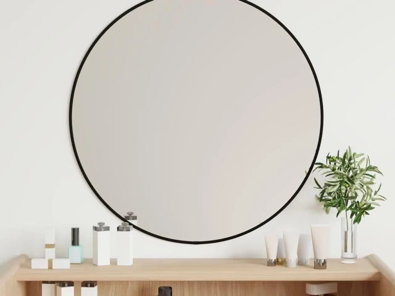 Billede 1 - Vægspejl Ø 60 cm rundt sort