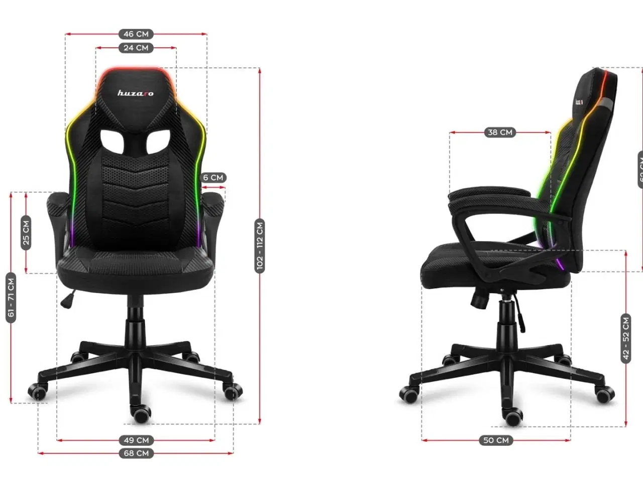 Billede 7 - Gamerstol Huzaro Force 2.5 RGB Mesh – sort/grå