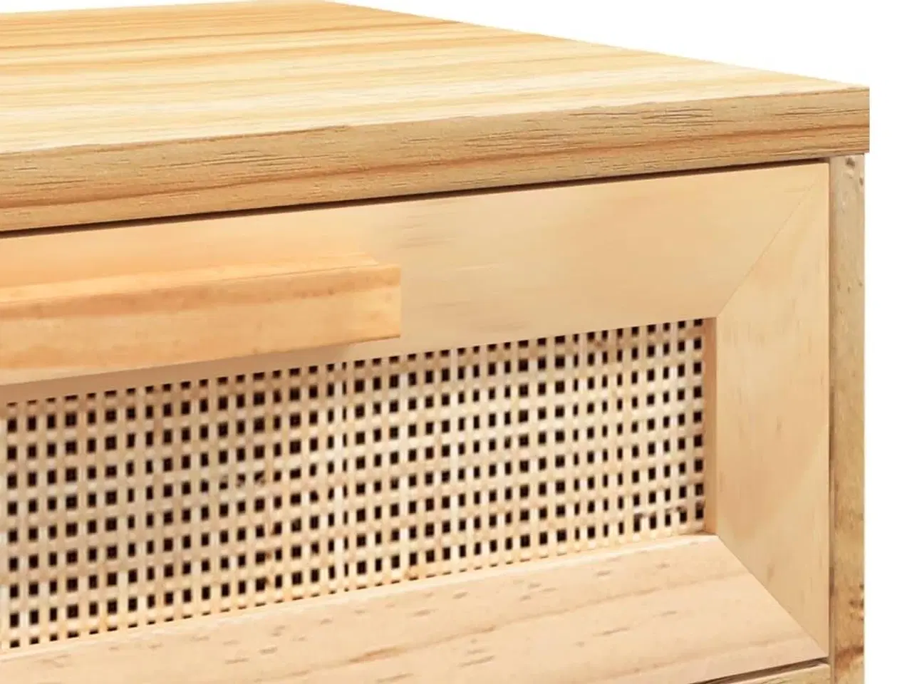 Billede 7 - Sengebord massivt fyrretræ og naturlig rattan brun