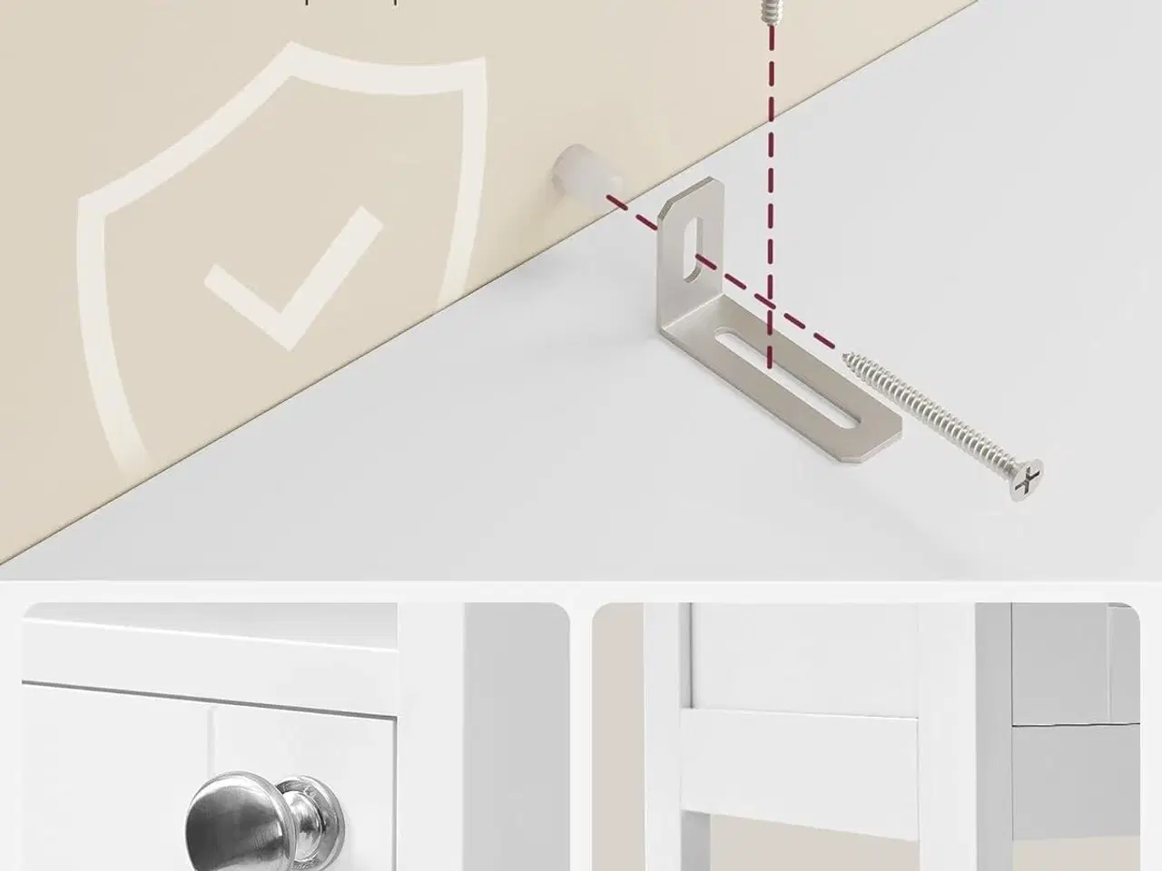 Billede 7 - Højt og smalt badeværelsesskab med lys – justerbare hylder, åbne rum, til små badeværelser, moderne, cloud hvid (BBC566W03)