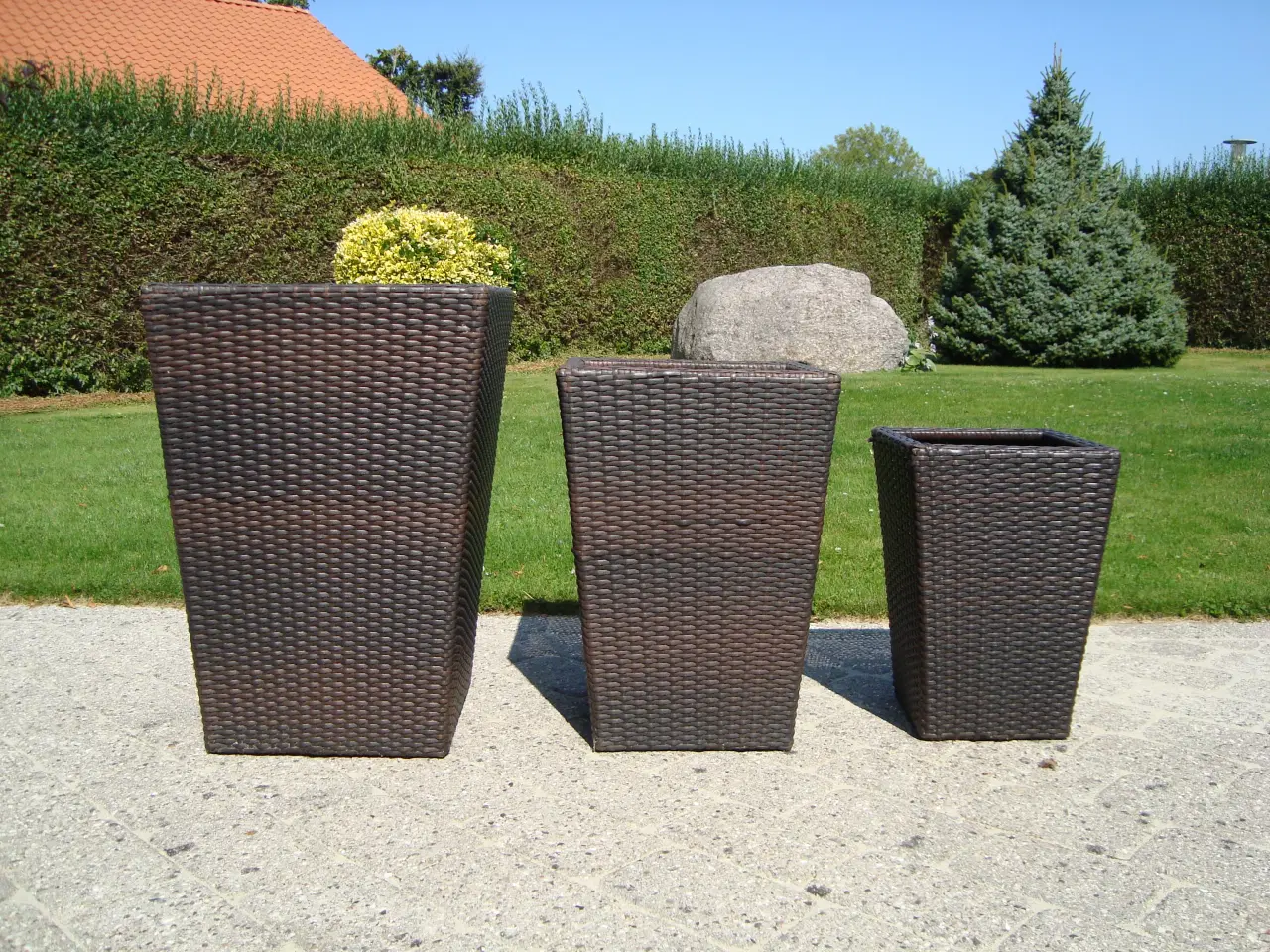 Billede 1 - 3 stk. brune flet blomsterkummer