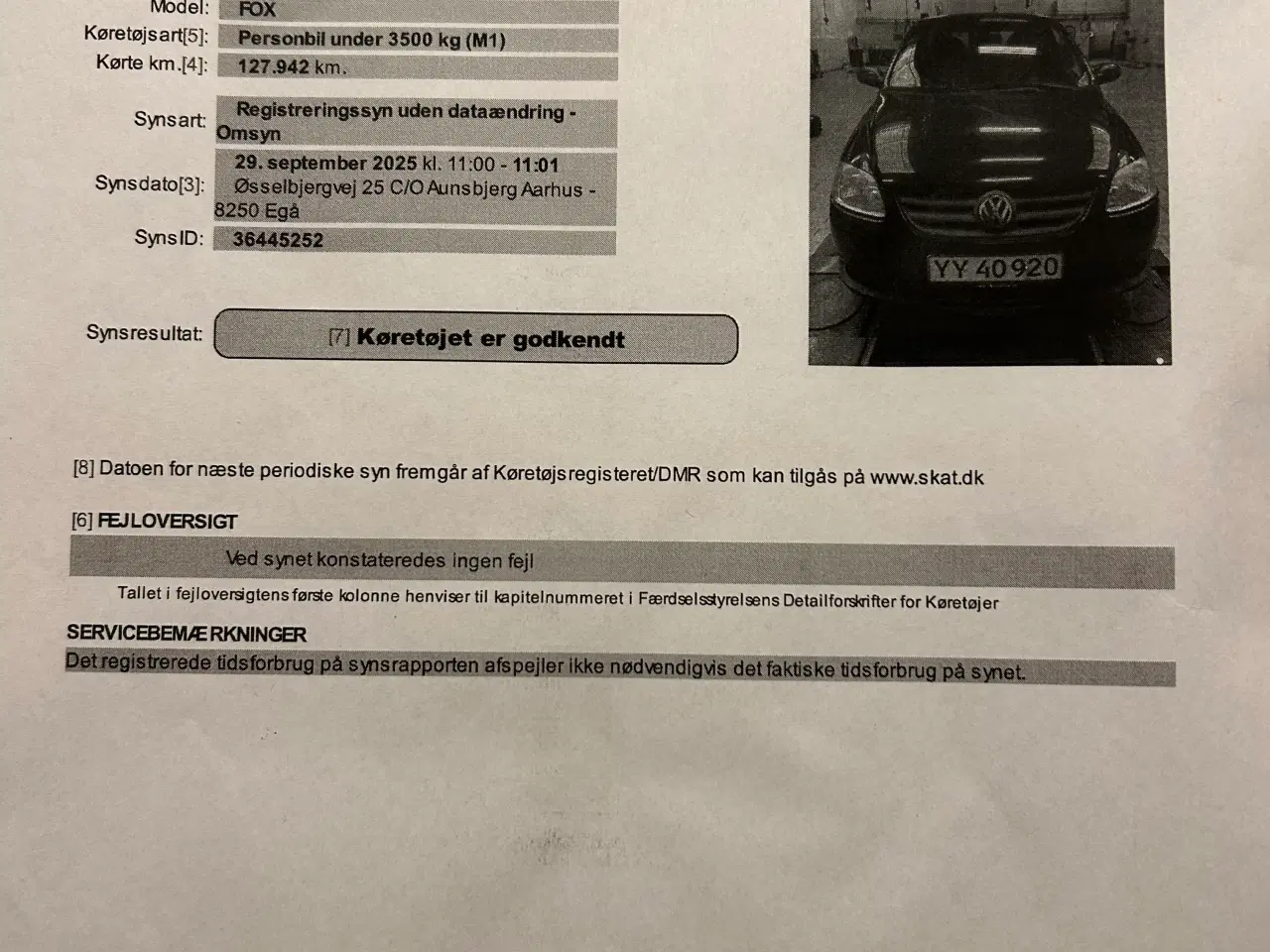 Billede 1 - VW FOX nysynet 30/9 2025! 
