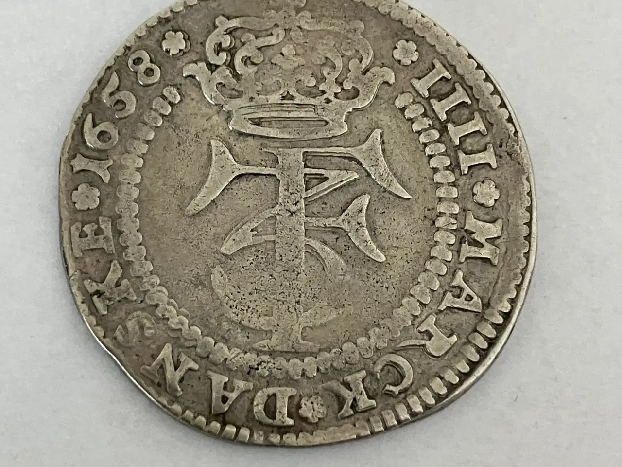 Billede 1 - 4 Mark / Krone 1658 Fre. III H95A Sieg 49.1 Aagaard 71.1