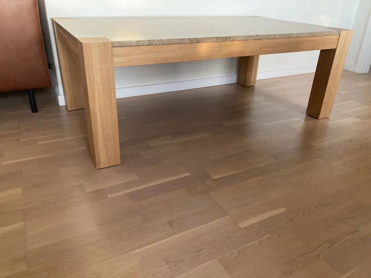 Billede 1 - Sofabord masiv eg med masiv marmor bordplade