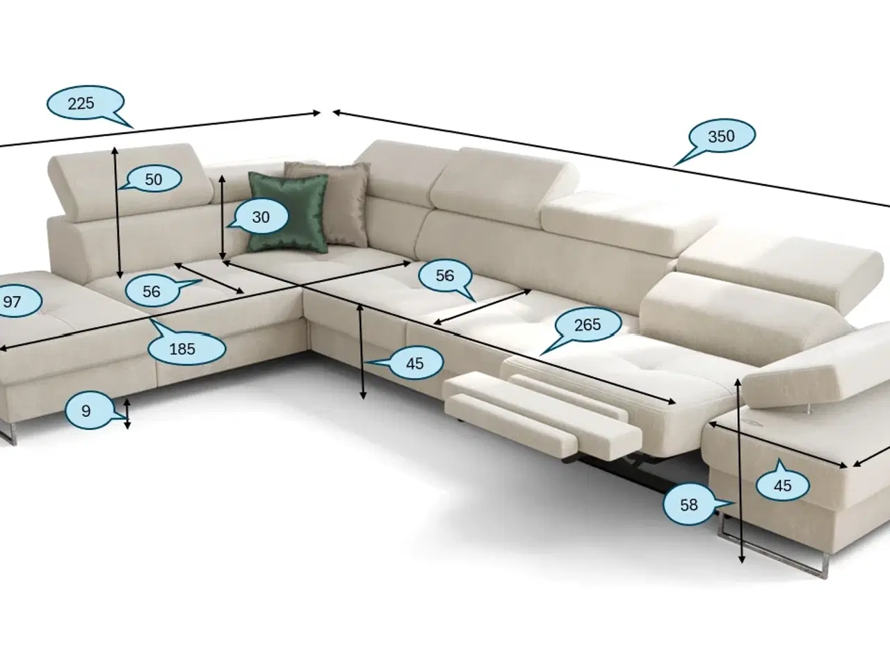Billede 2 - GALAKSE RELAX HJØRNESOFA  225X350 CM