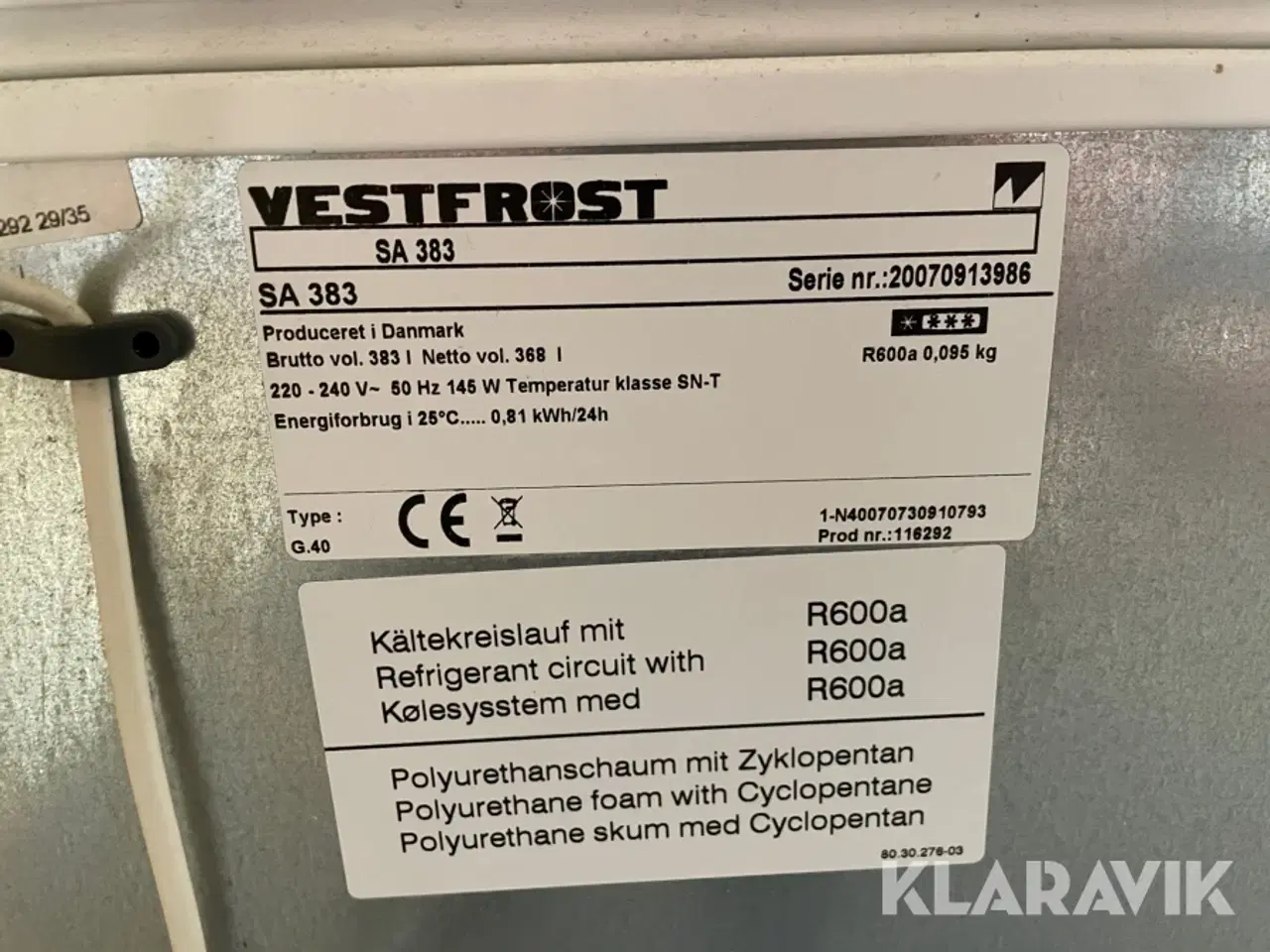 Billede 4 - Fryser Vestfrost SA 383