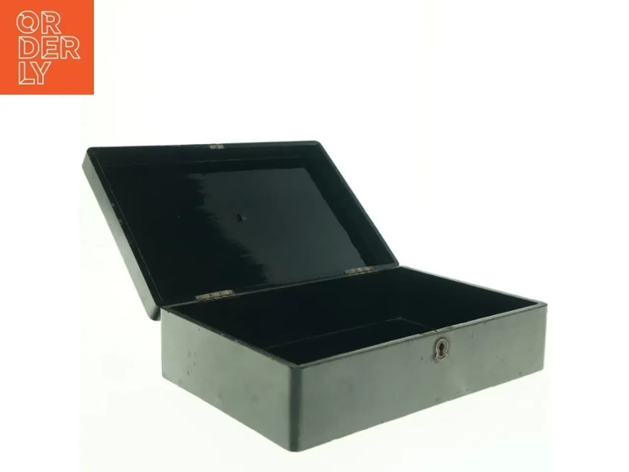 Billede 5 - Antik sort dekoreret kinesisk lak trææske (str. 28 x 19 x 8,5 cm)