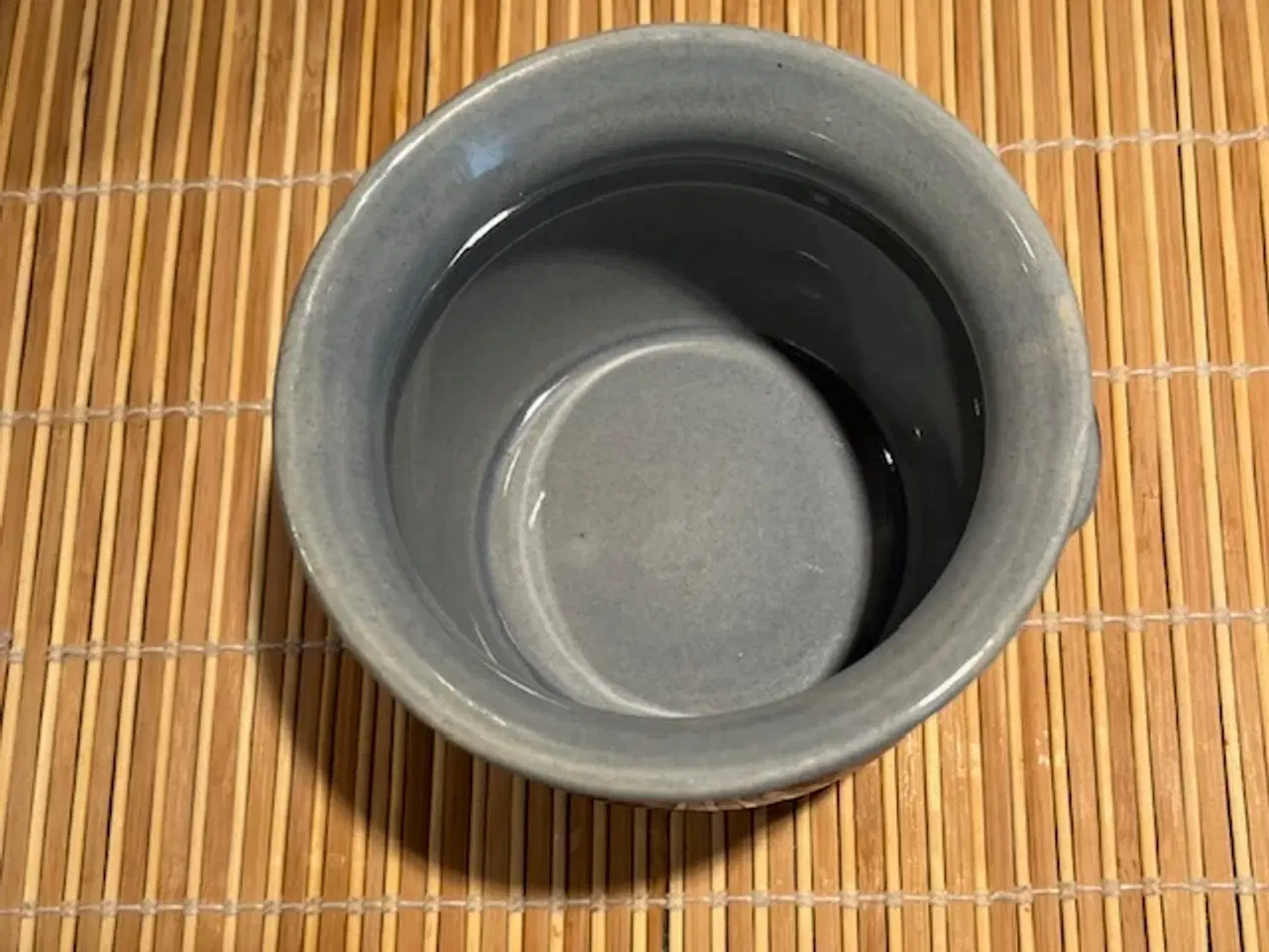 Billede 3 - Charmerende saltglaseret stentøjskrukke - blå+grå