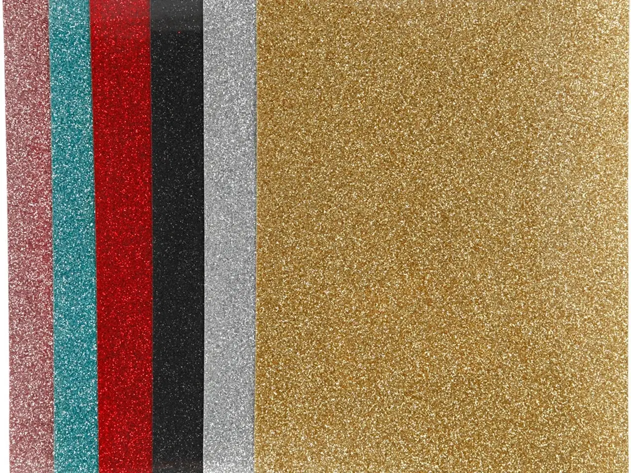 Billede 1 - Glitter Strygestof 148x210 mm - 6 Ass. Farver