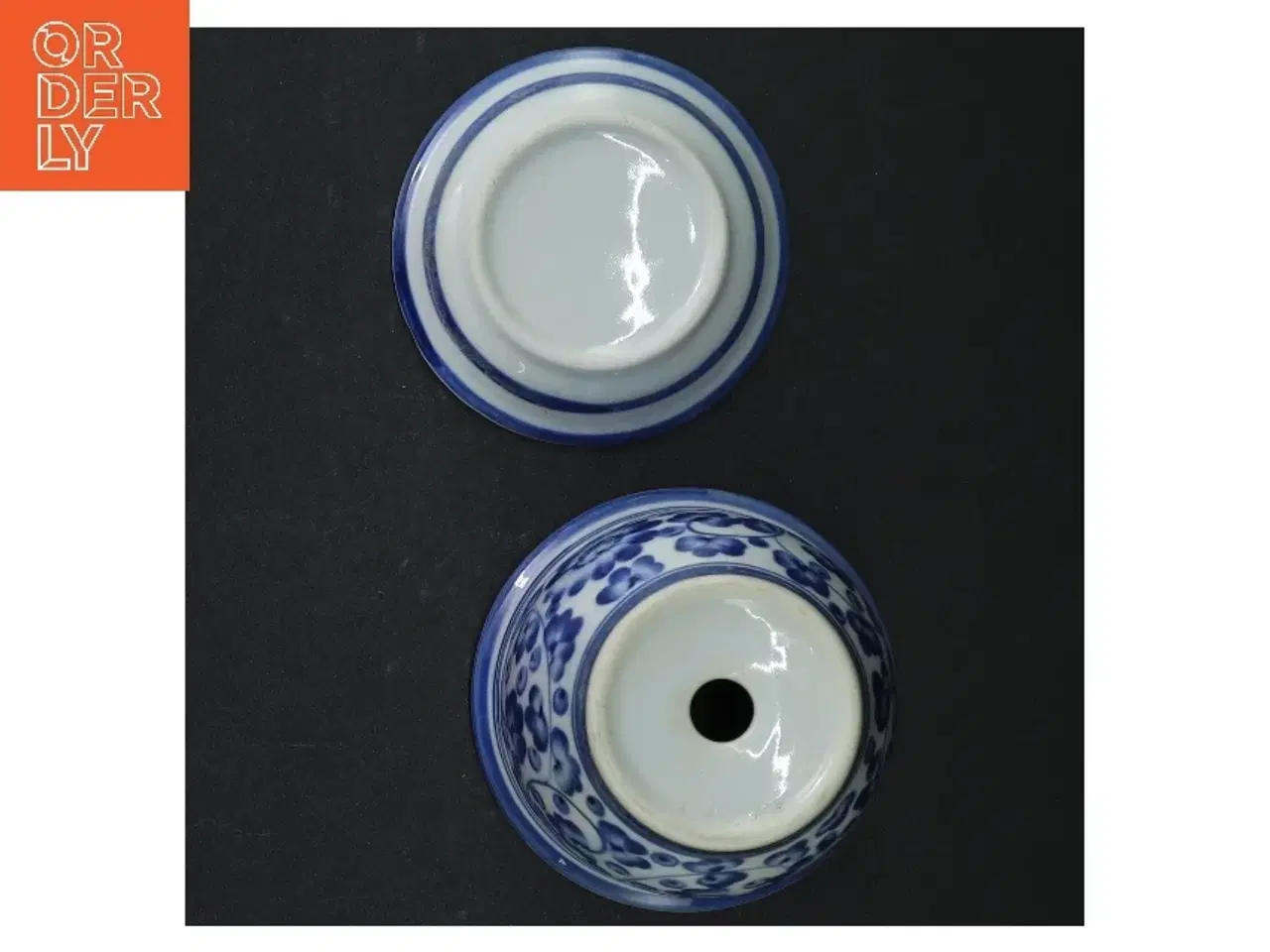 Billede 4 - Blomsterpotte med underskål i porcelæn (str. H 9 cm. ø. 10 cm)