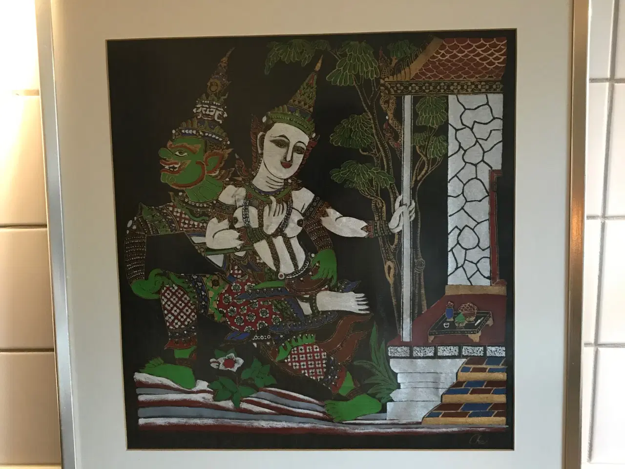 Billede 4 - Smukke silketryk i ramme fra Thailand. Pris pr stk