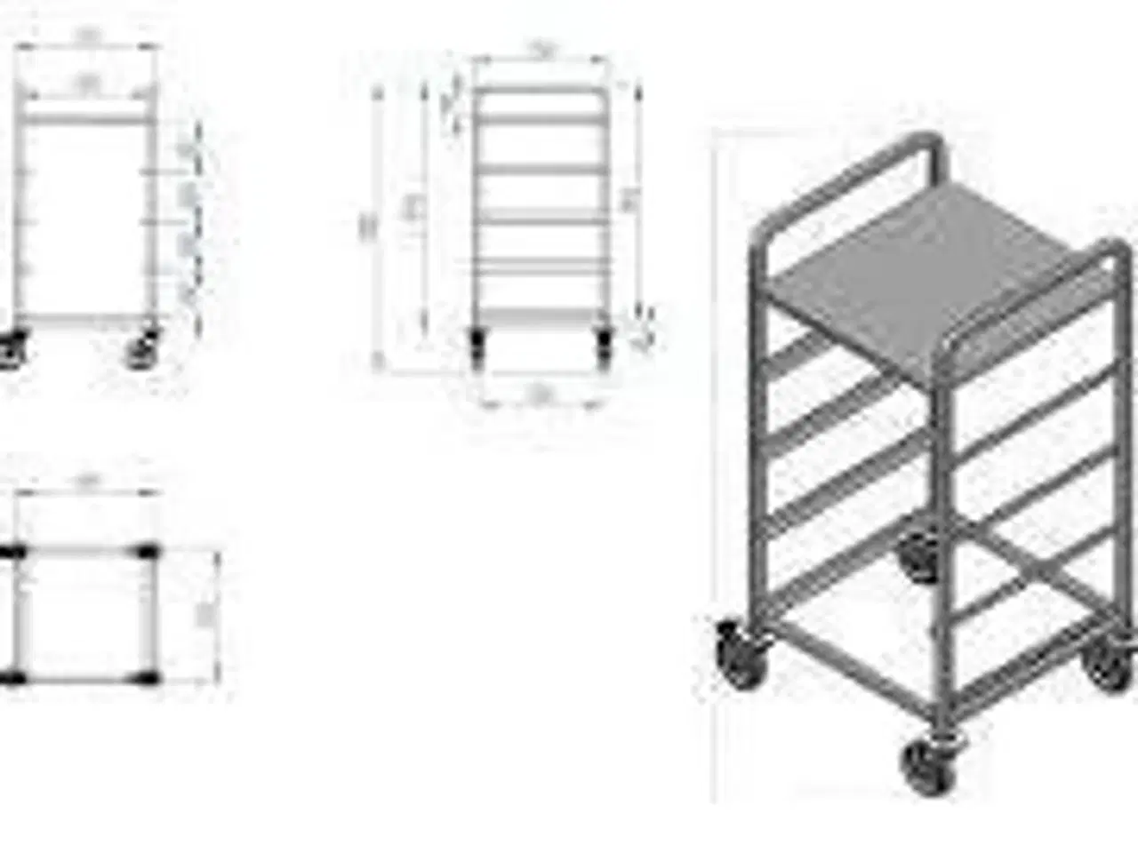 Billede 1 - Kurvevogn til 4 opvaskekurve 500x500 mm r/s m/ topplade