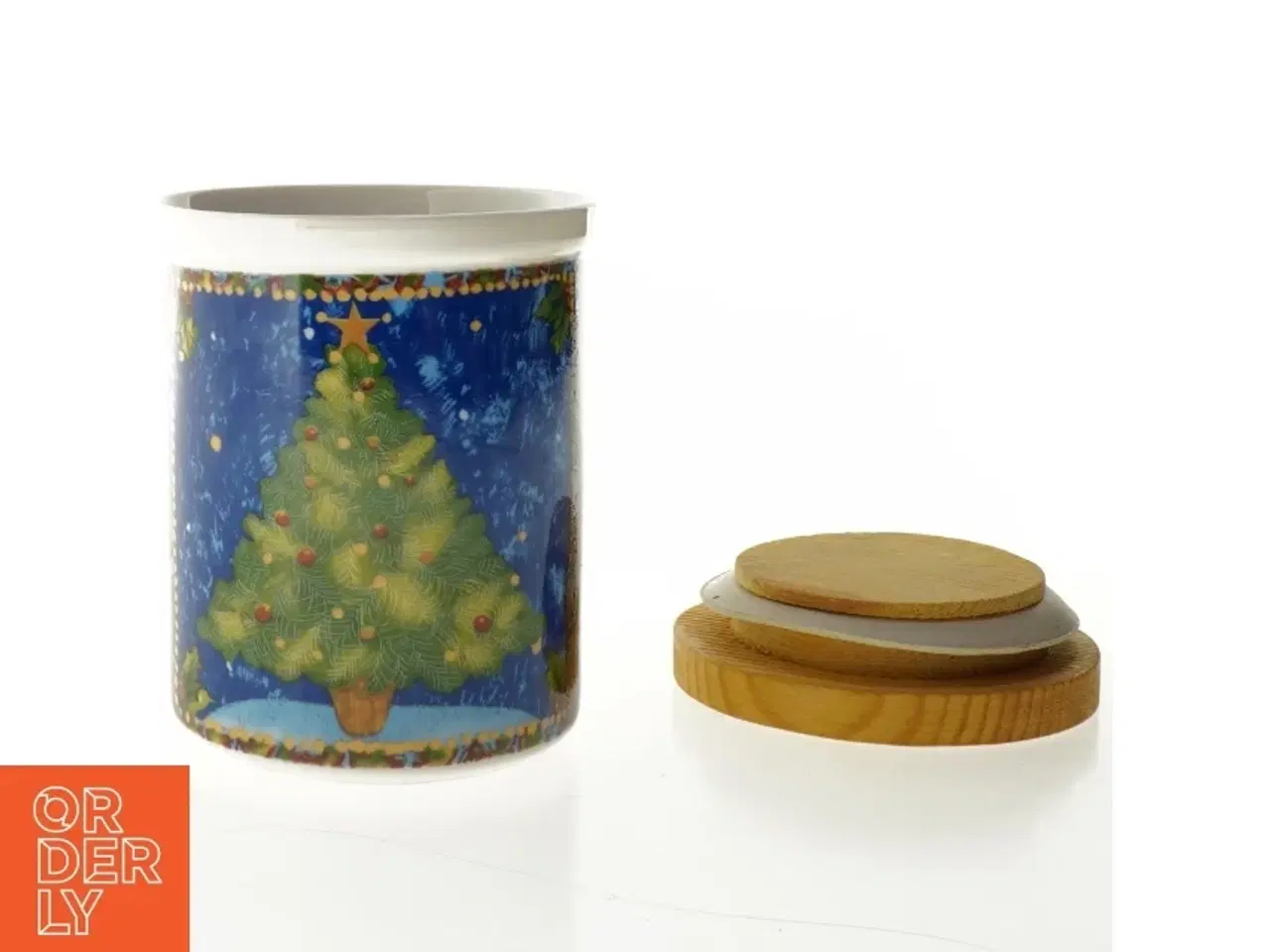 Billede 3 - Krukke med julemotiv og låg (str. 12 x 9 cm)