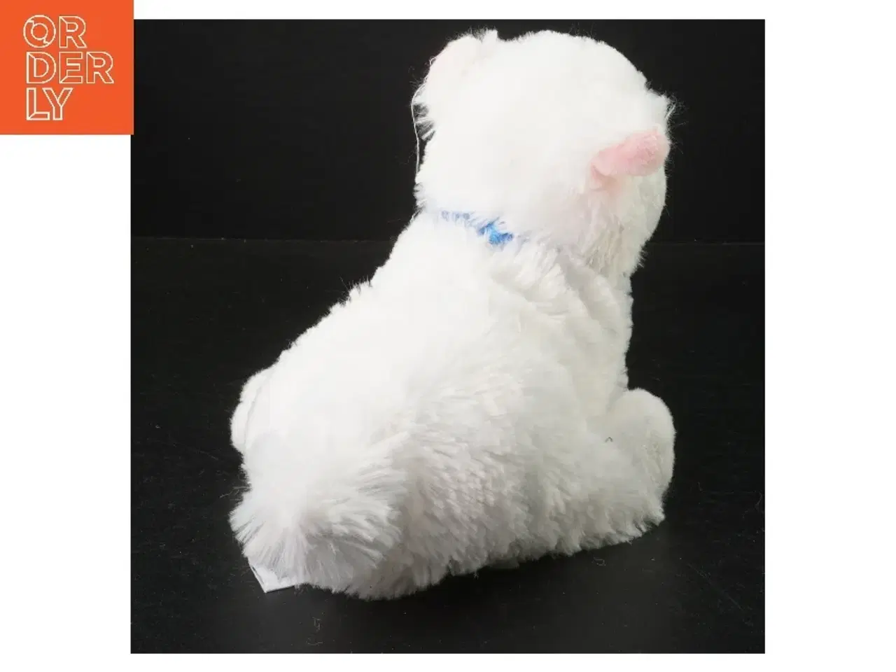 Billede 2 - Hvid plyskanin med blåt bånd fra Lambi (str. 24 x 11 cm)