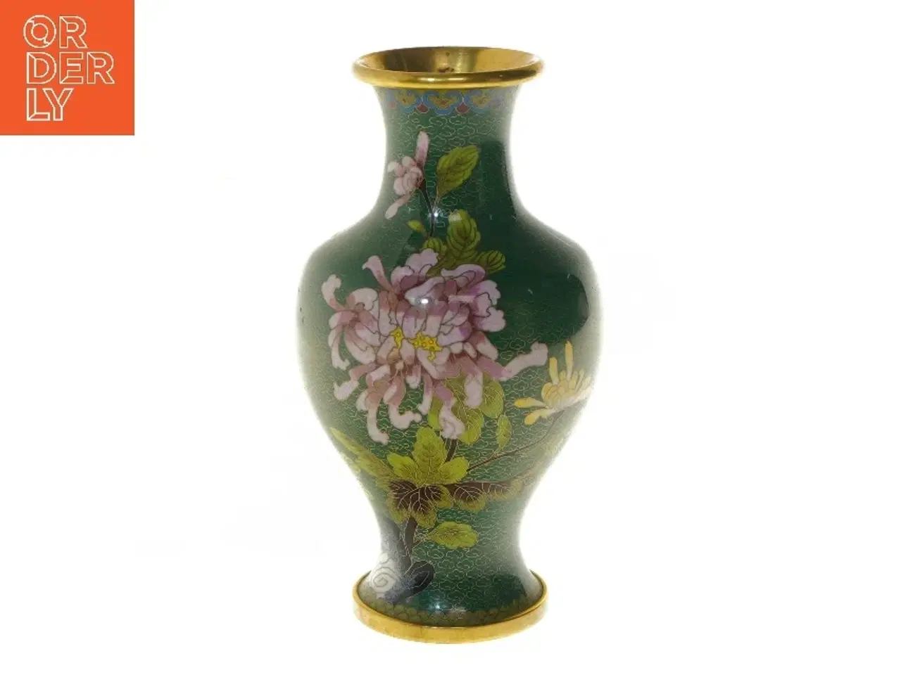 Billede 1 - Grøn cloisonné vase (str. 24 cm)