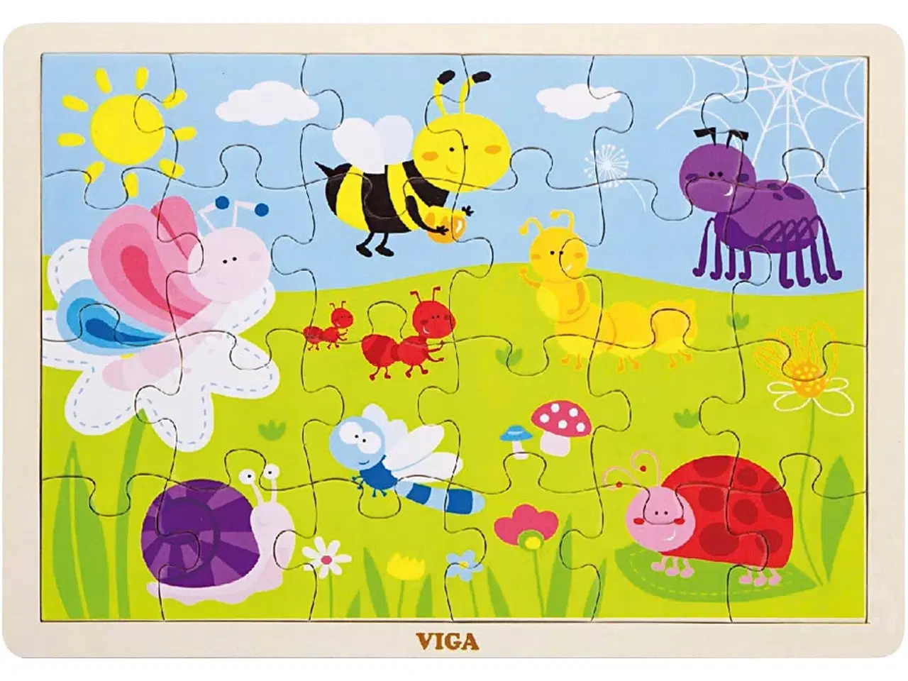 Billede 1 - VIGA Træpuslespil, str. 30x22,5 cm, 24 brikker, 1 stk.