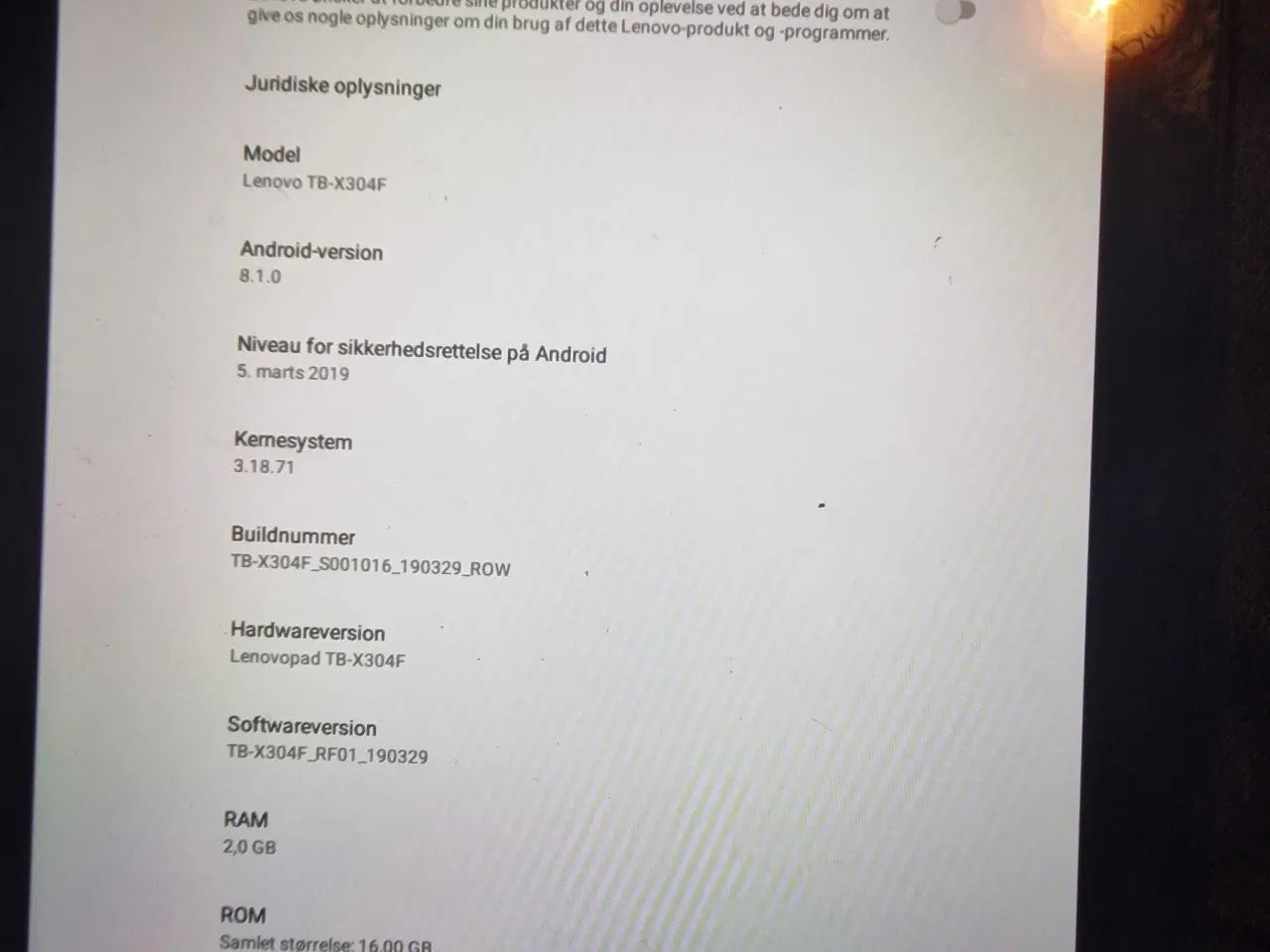 Billede 2 - Lenovo Tab 10 (TB-X304F)