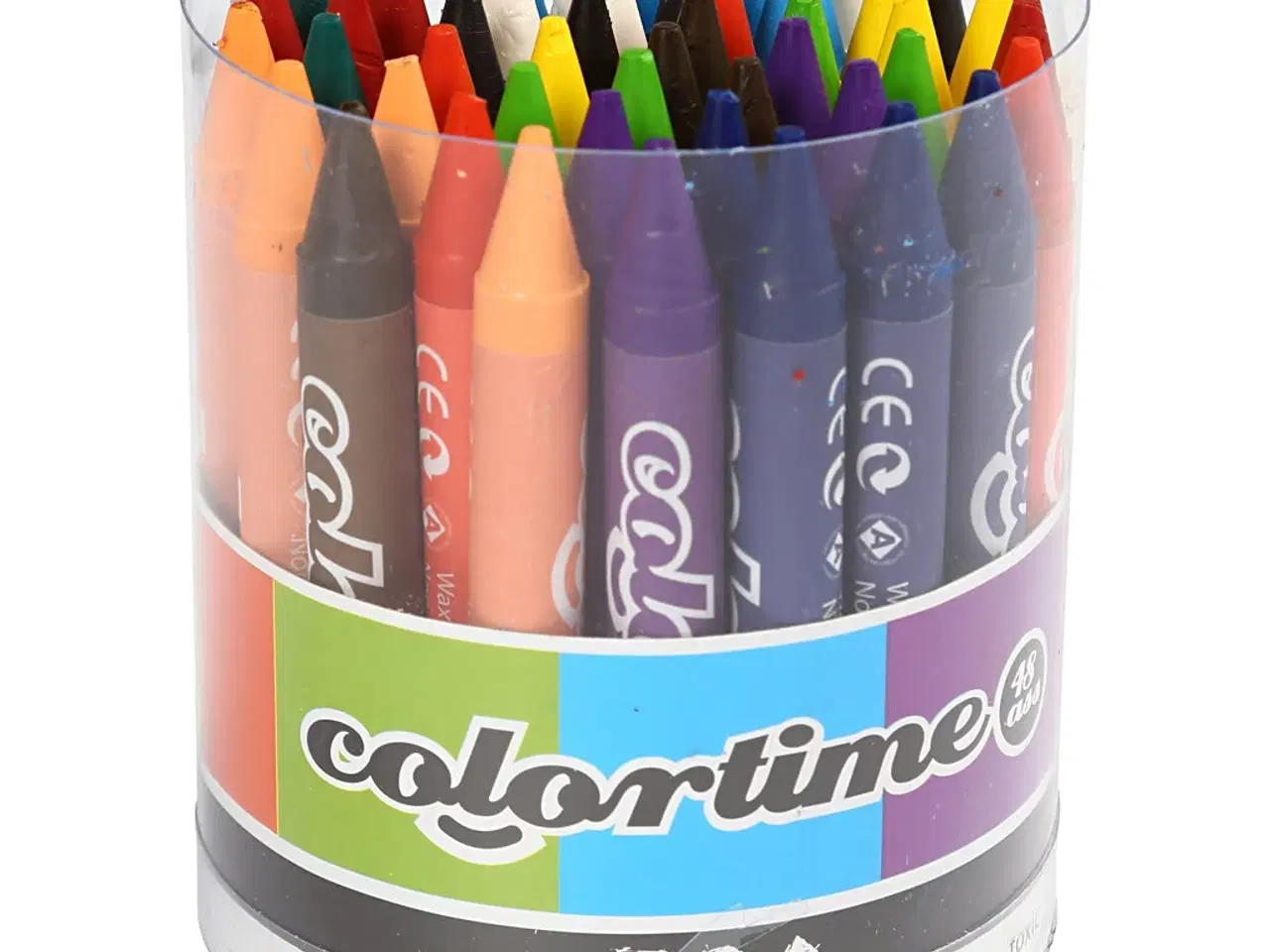 Billede 1 - Colortime Farvekridt, L: 10 cm, tykkelse 11 mm, ass. farver, 48stk./ 1 pk.