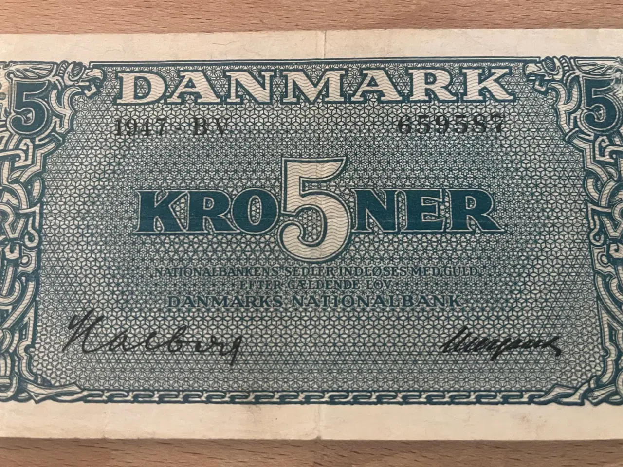 Billede 3 - Gammel dansk 5 kroners seddel fra 1947