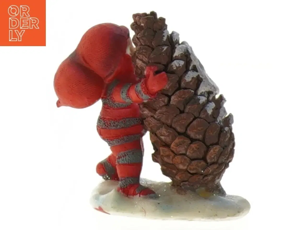 Billede 2 - Rødnisse med grankogle (str. 8 cm)