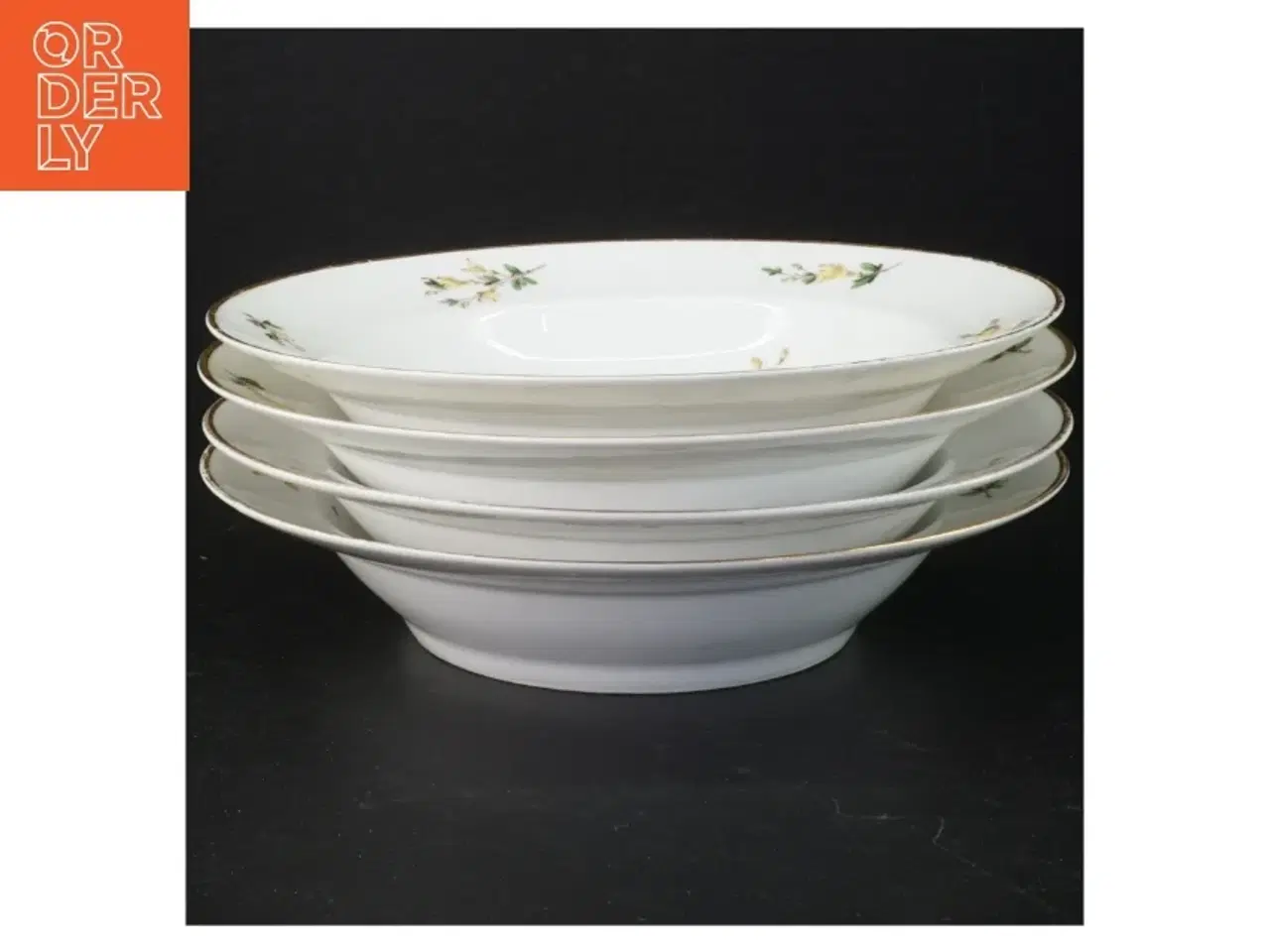 Billede 1 - Porcelænsskååle med blomsterdekoration (str. Ø 23 cm)