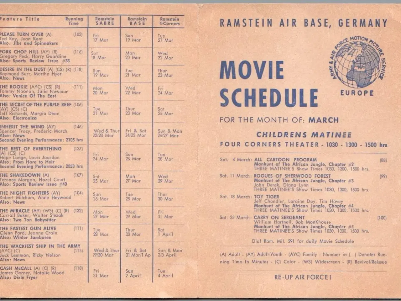 Billede 1 - Ramstein Air Base - Germany - Movie Schedue -