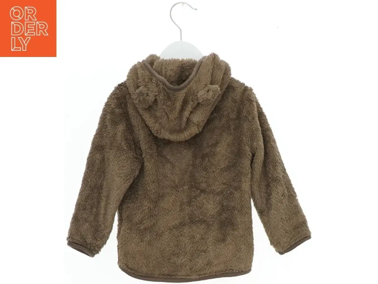 Billede 2 - Brun plys jakke med hætte til børn fra H&M (str. 92)