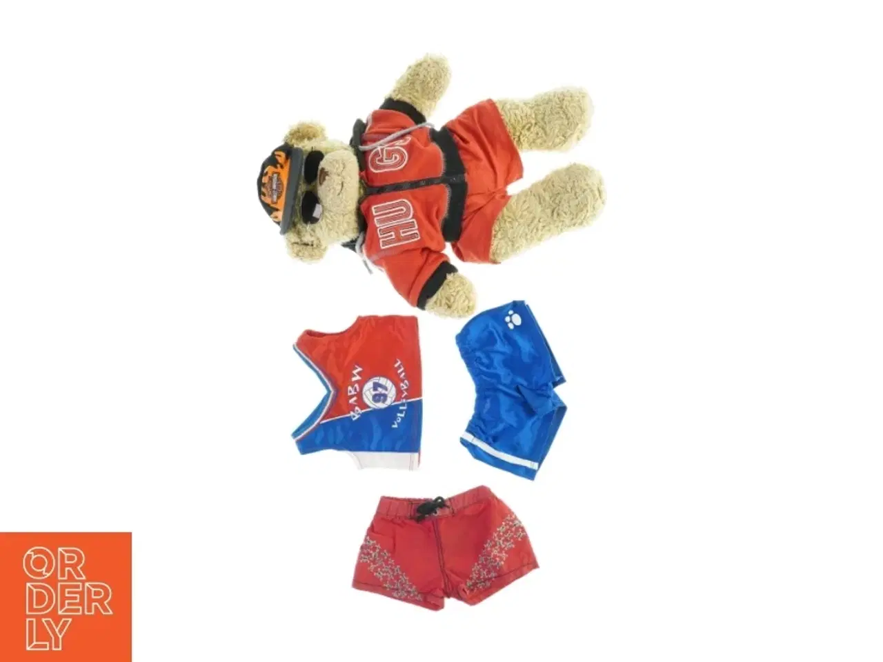 Billede 4 - Tøjklædt bamse fra Build a Bear (str. H. 45 cm)