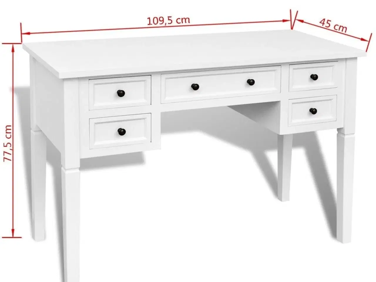 Billede 6 - Skrivebord med fem skuffer hvid