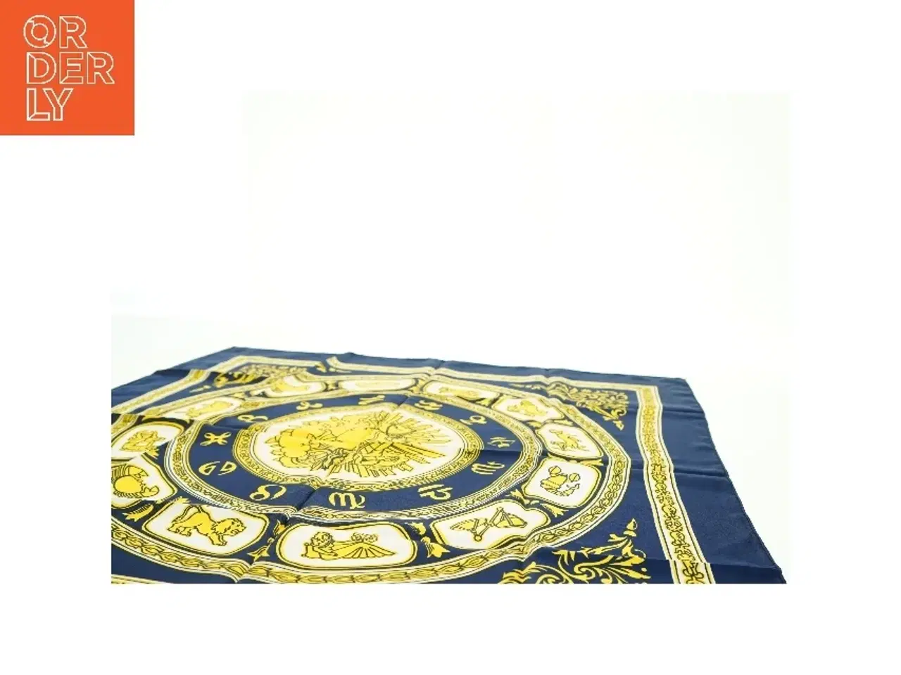 Billede 8 - Blåt og gult tørklæde med zodiaktegn fra Bianchini Férier (str. 75 x. 78 cm)