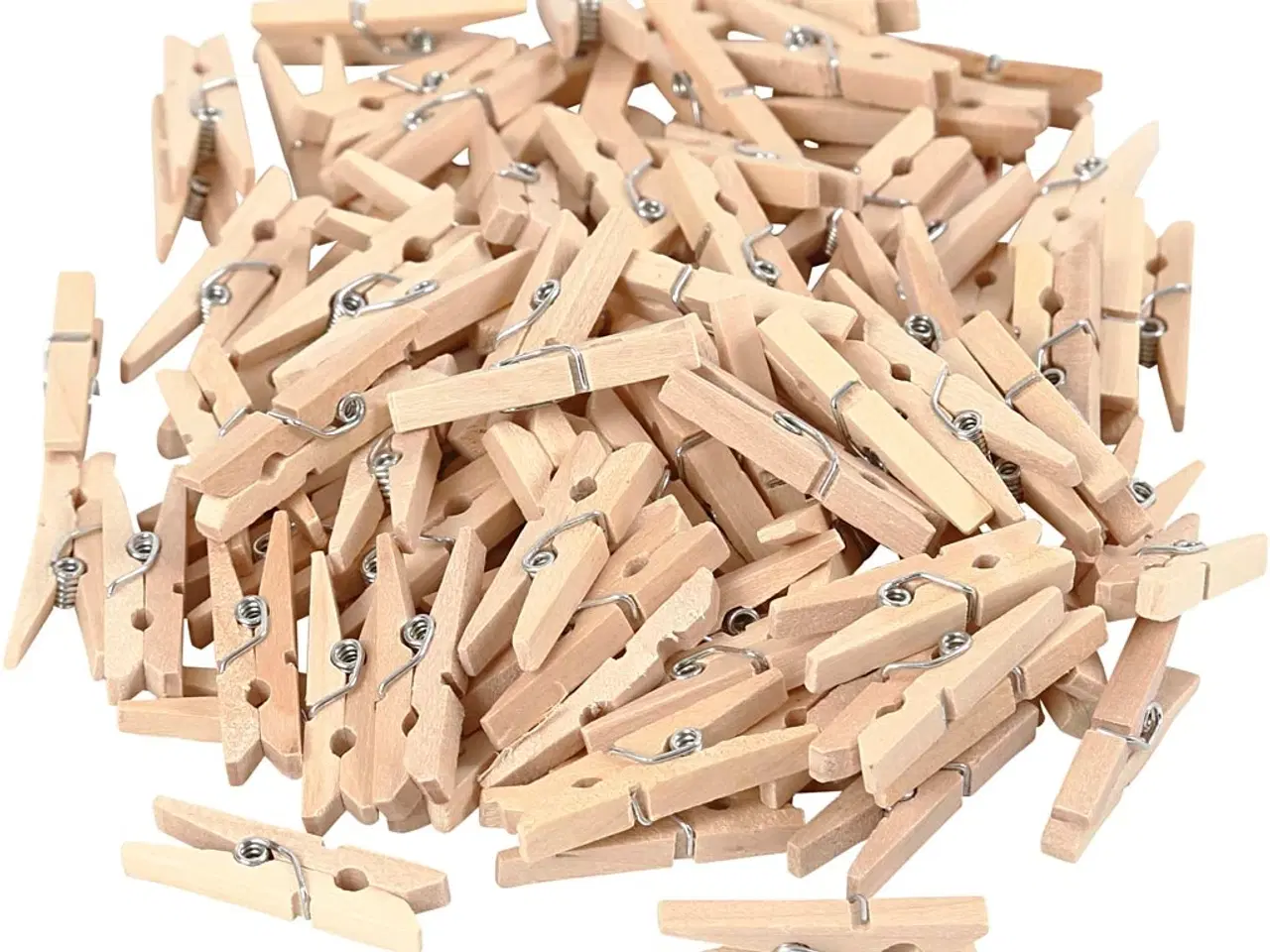 Billede 1 - Kvalitets Tøjklemmer i Lyst Træ - 100 stk.