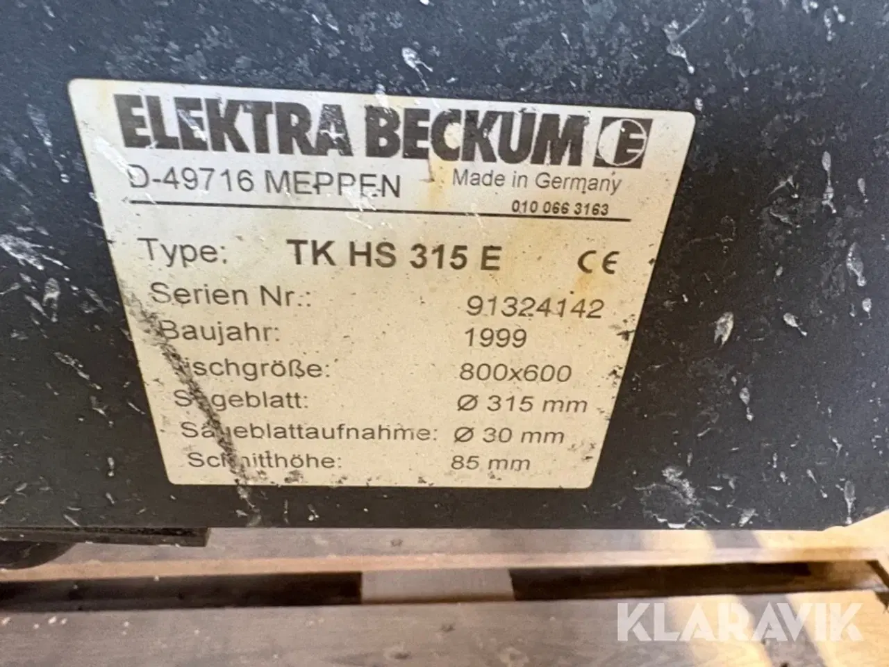 Billede 5 - Rundsav Elektra Beckum TK HS 315 E