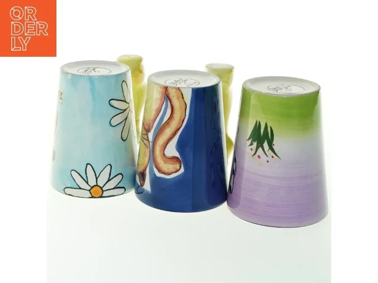 Billede 3 - Siaki keramik, 3 krus med dyrefigurer (str. 10,5x8,5 cm)