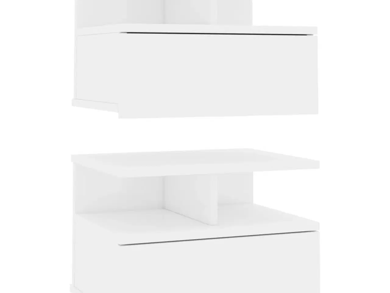 Billede 2 - Svævende natborde 2 stk. 40x31x27 cm spånplade hvid højglans