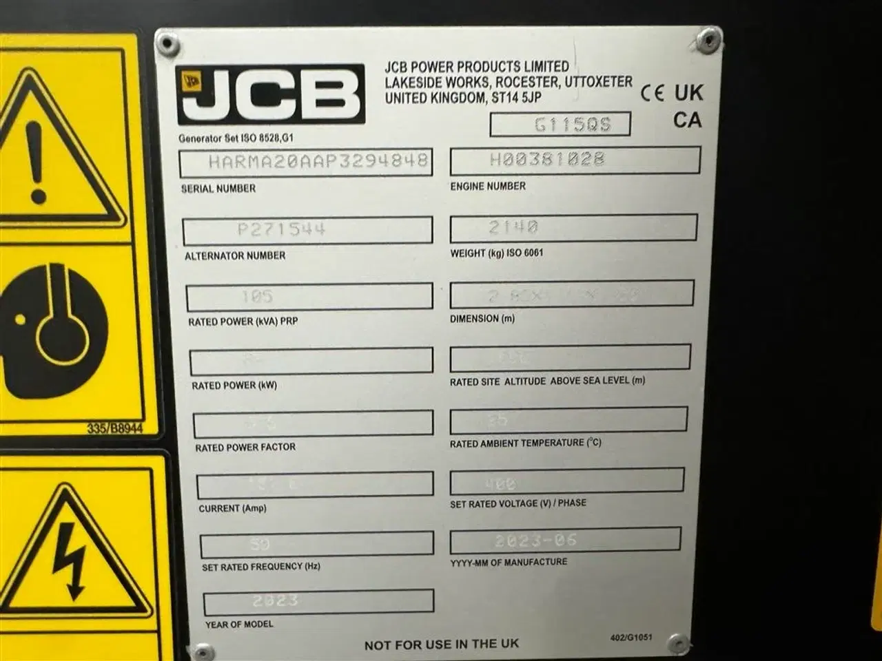 Billede 9 - JCB G115QS 105 KVA Til omgående levering