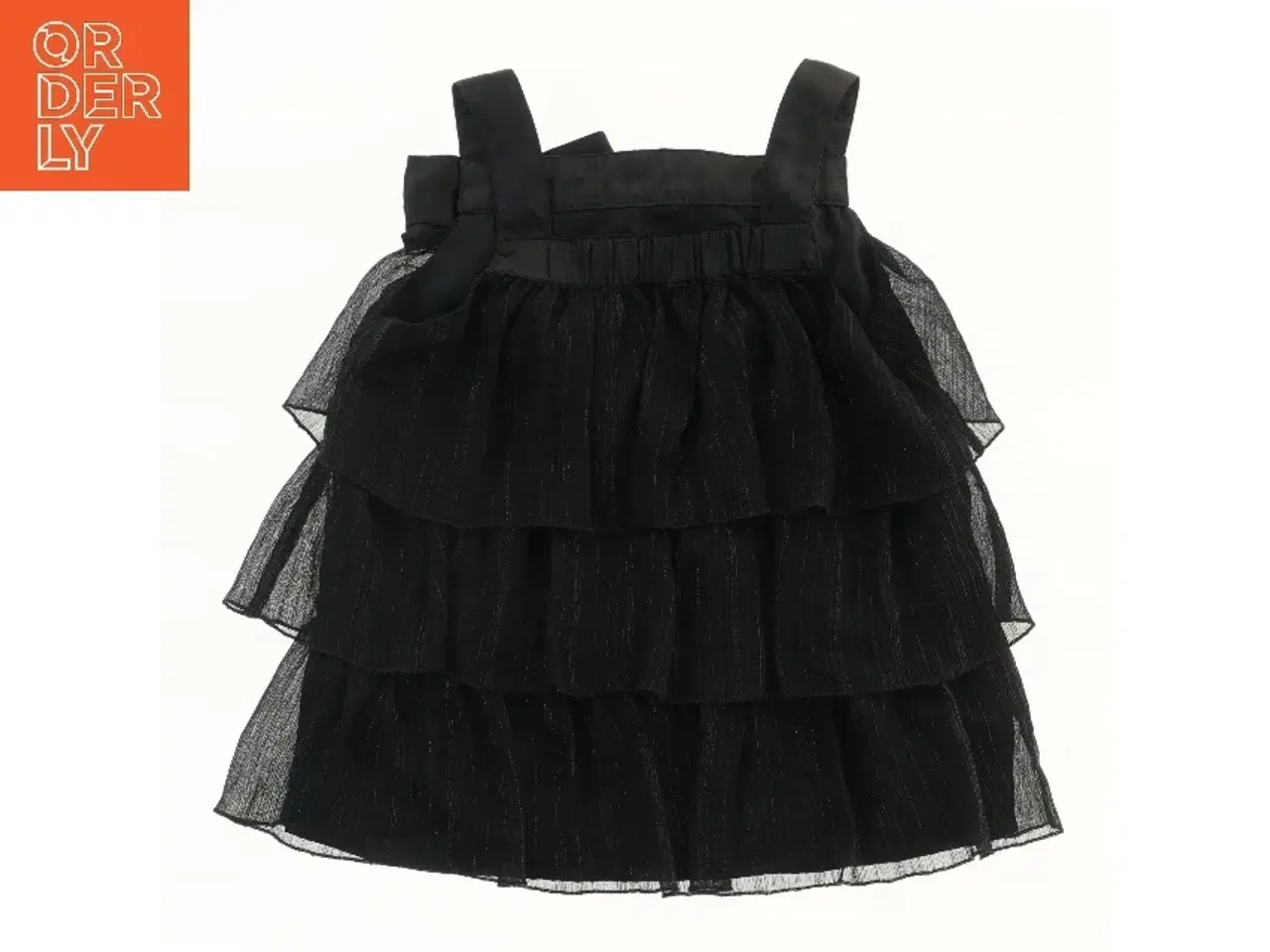 Billede 2 - Sort flæsekjole med sløjfe fra H&M (str. 128)